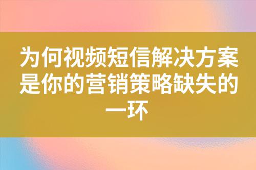 為何視頻短信解決方案是你的營(yíng)銷策略缺失的一環(huán)