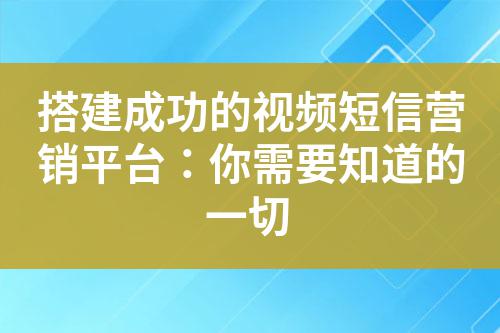 搭建成功的視頻短信營銷平臺：你需要知道的一切