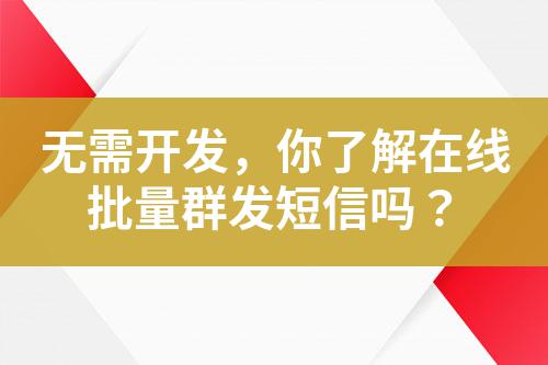 無需開發，你了解在線批量群發短信嗎？