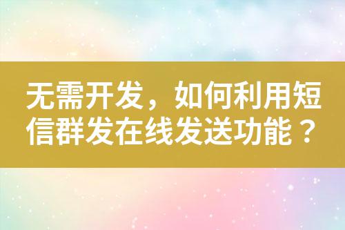 無需開發，如何利用短信群發在線發送功能？