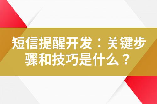 短信提醒開發(fā)：關鍵步驟和技巧是什么？