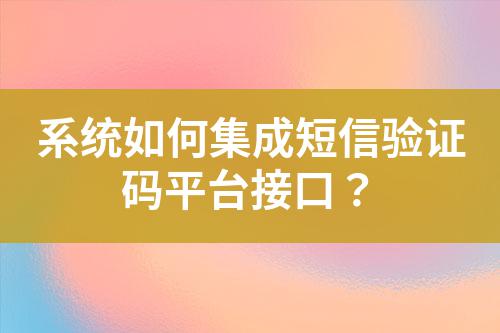 系統如何集成短信驗證碼平臺接口？