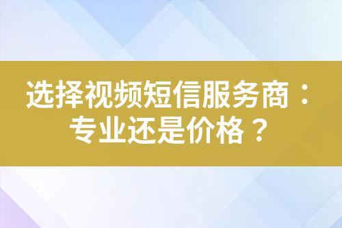 選擇視頻短信服務商：專業(yè)還是價格？